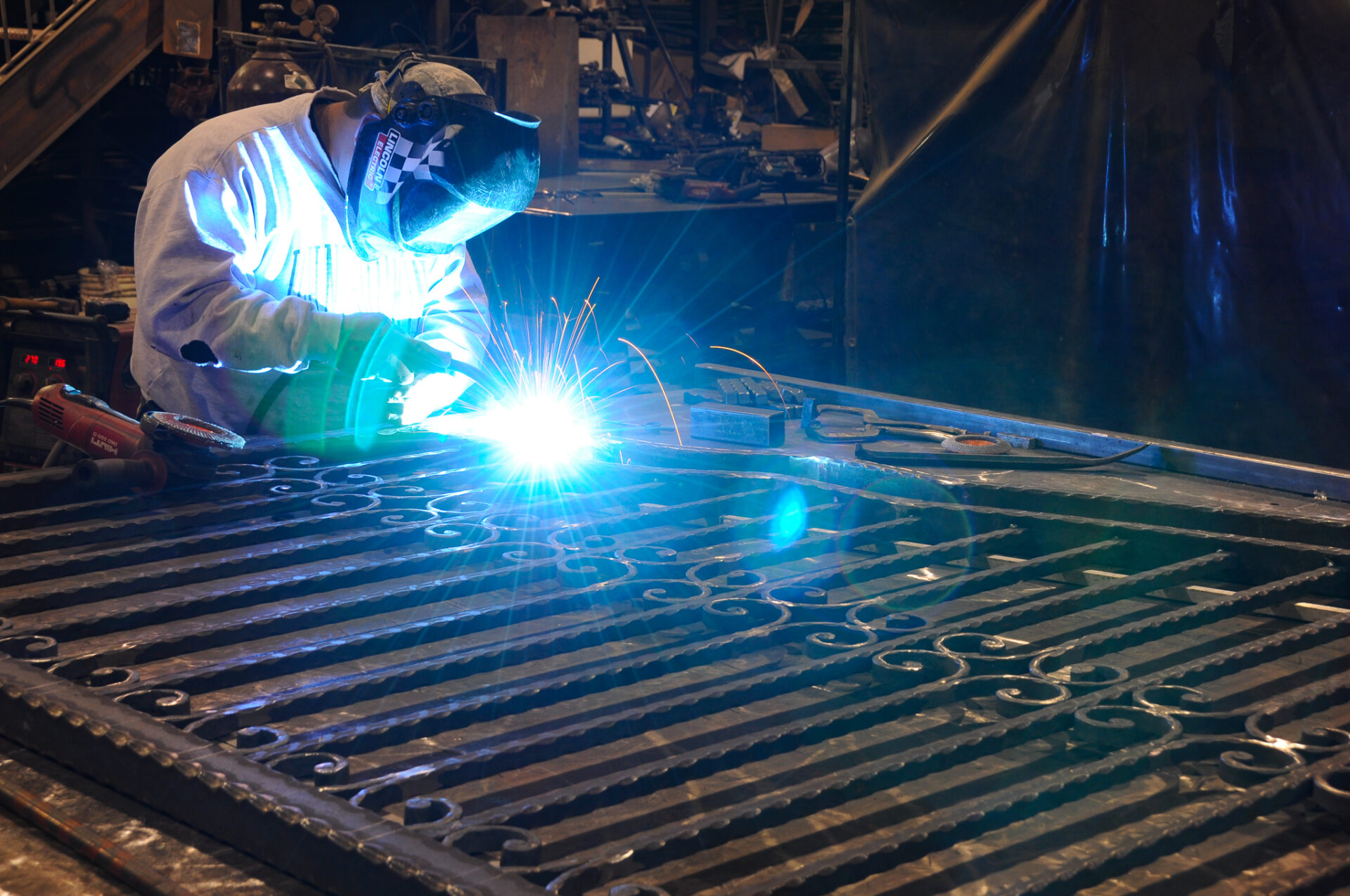 Garon welder creating iron fencing