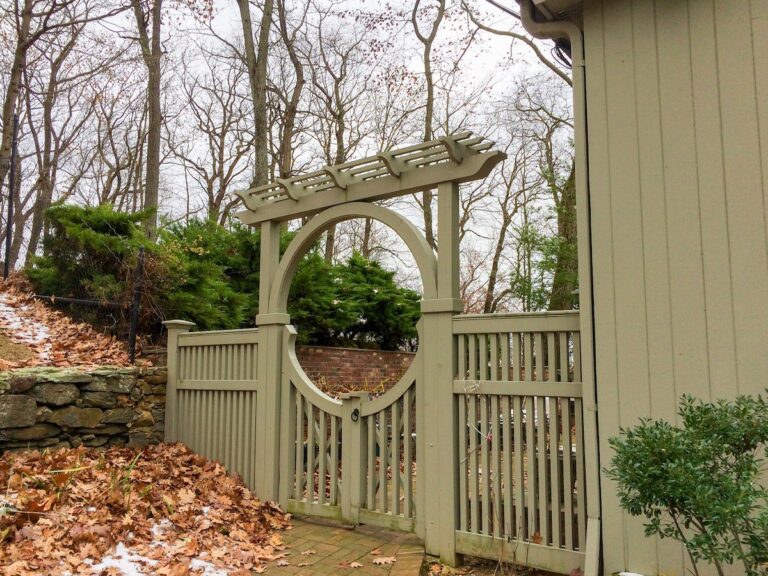 brown circular arbor walk gate