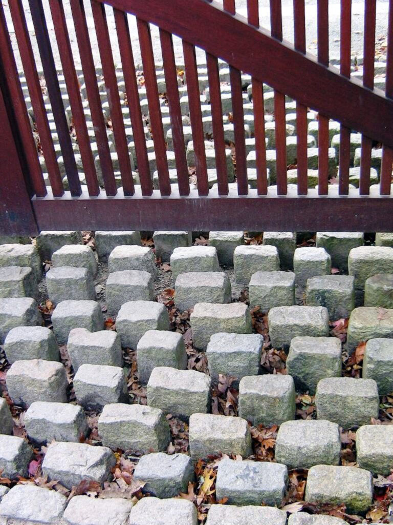 close up of stone cattle guard