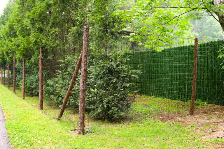 wood post deer fence with wire mesh