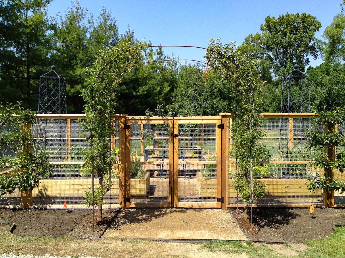 Wooden garden walkway gate