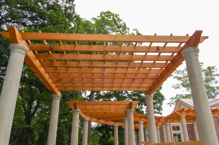 close up wood pergola