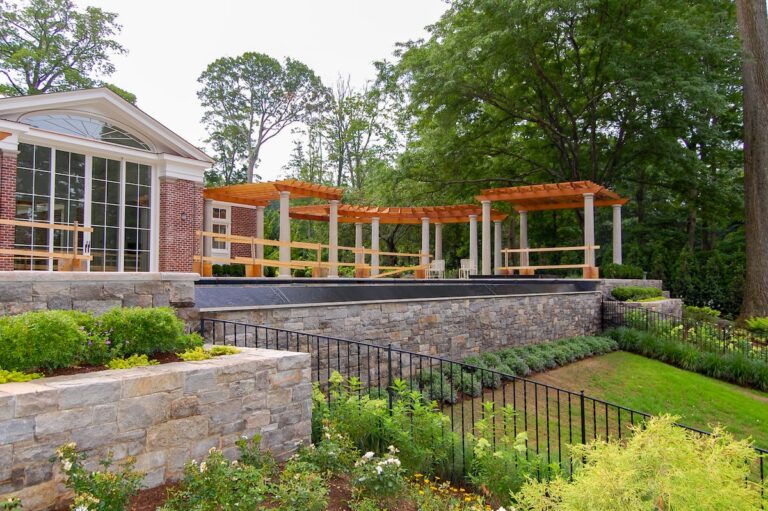 large cedar wood pergola