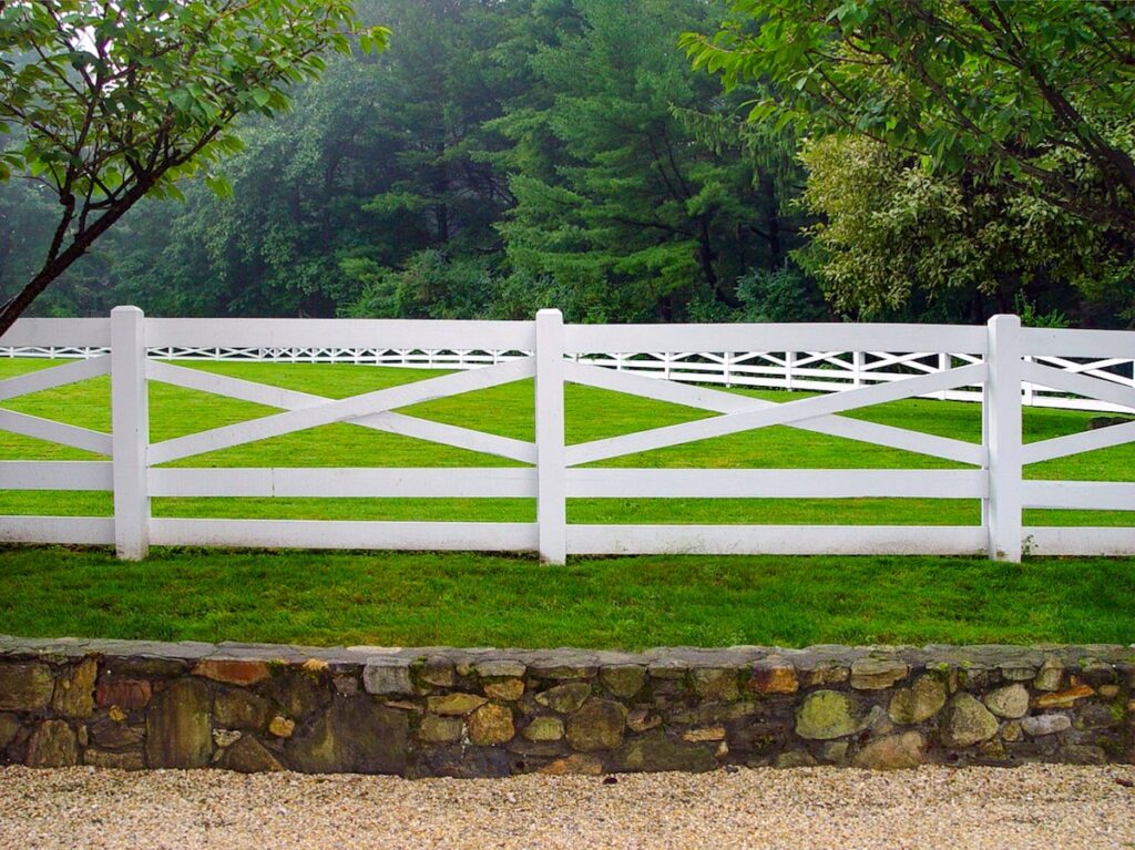 flat white post rail fencing