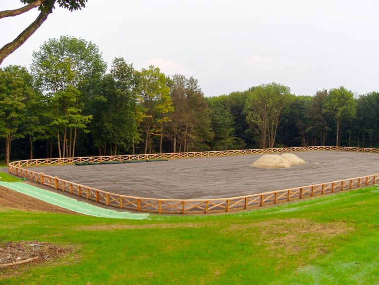 wide view of post rail fence for a track