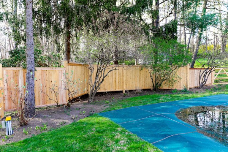 wood privacy fence for a pool