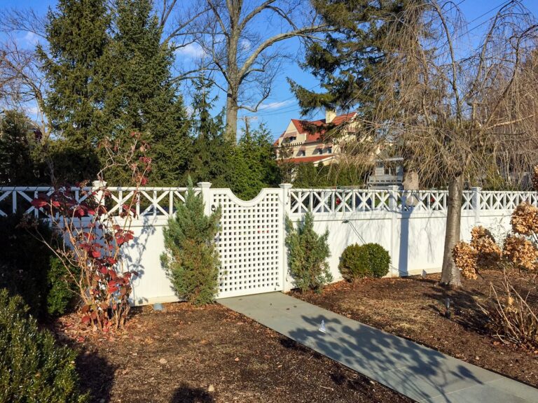white privacy fence with cross design