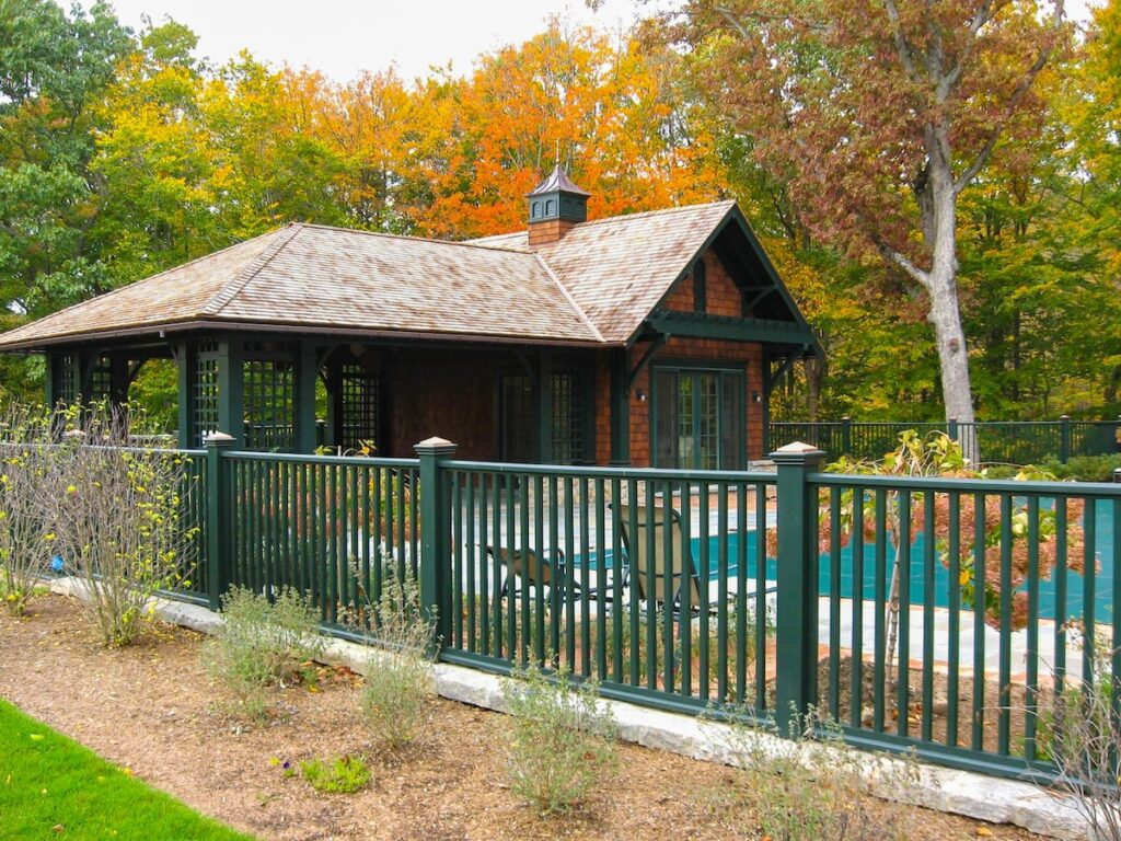 green wood pool fence