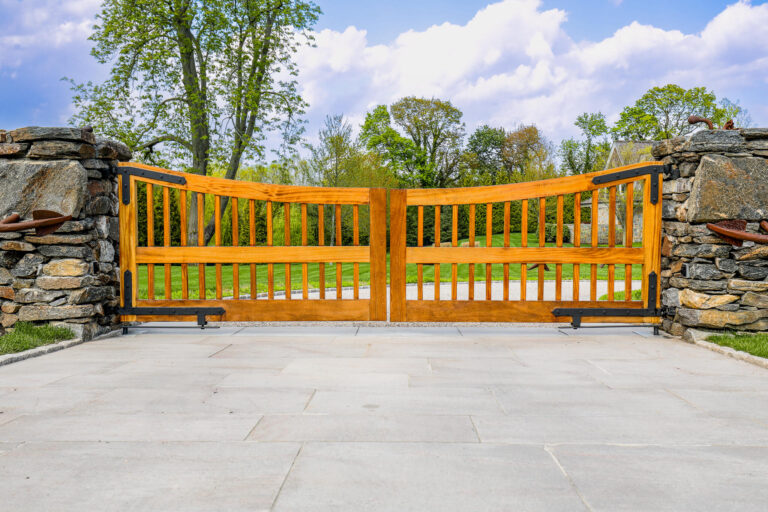 Wood driveway gate