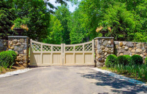 Wood driveway gate