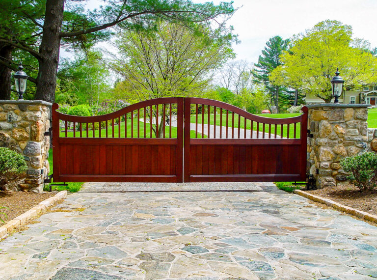 Wood driveway gate