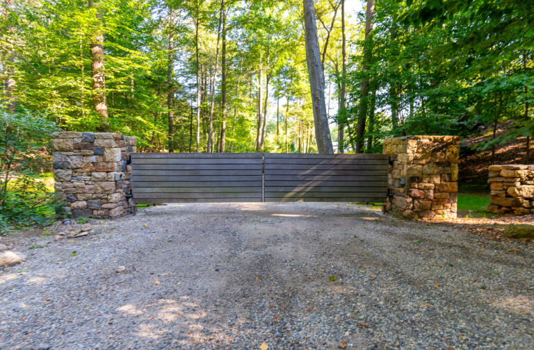 Wood driveway gate
