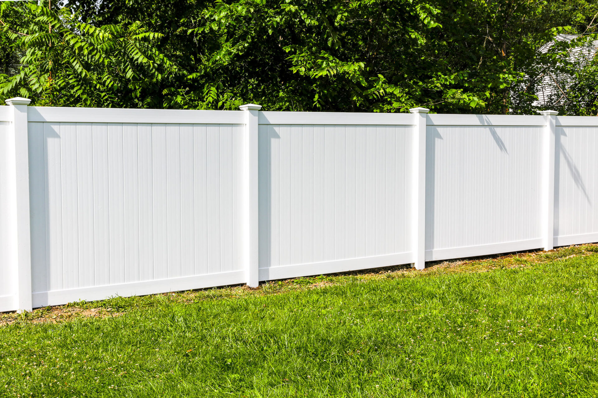 Simple White Vinyl Fencing for Backyard Privacy Type