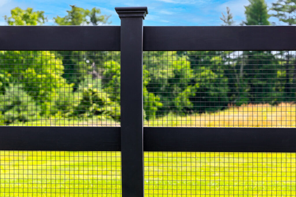 black horizontal fence with mesh