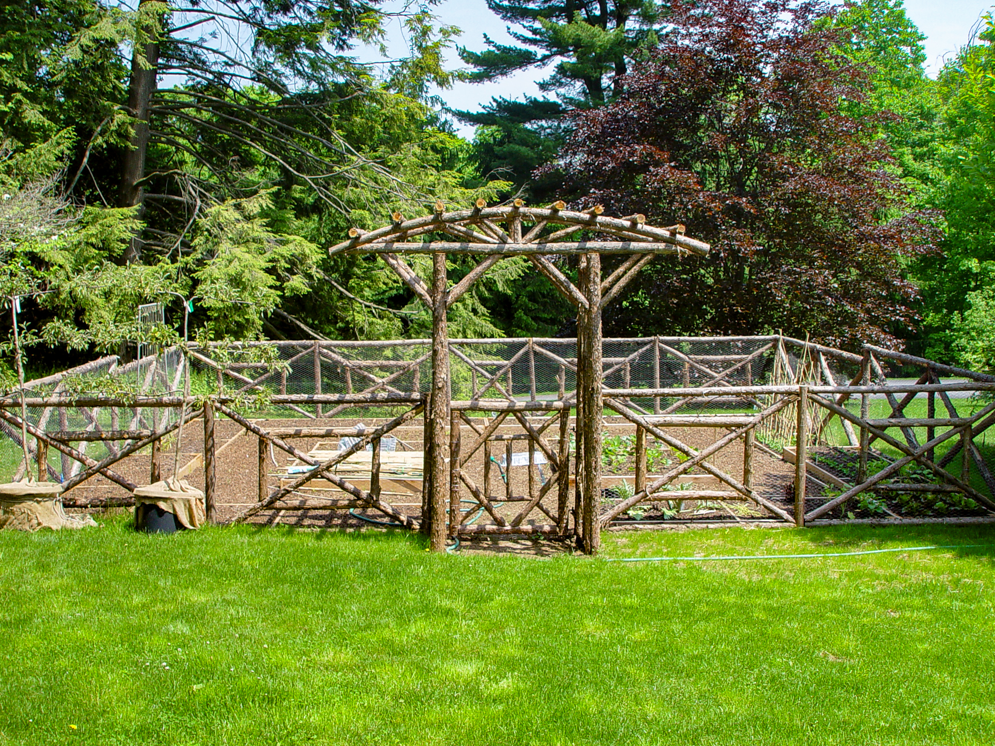One of a Kind Rustic Wood Log Garden Fence