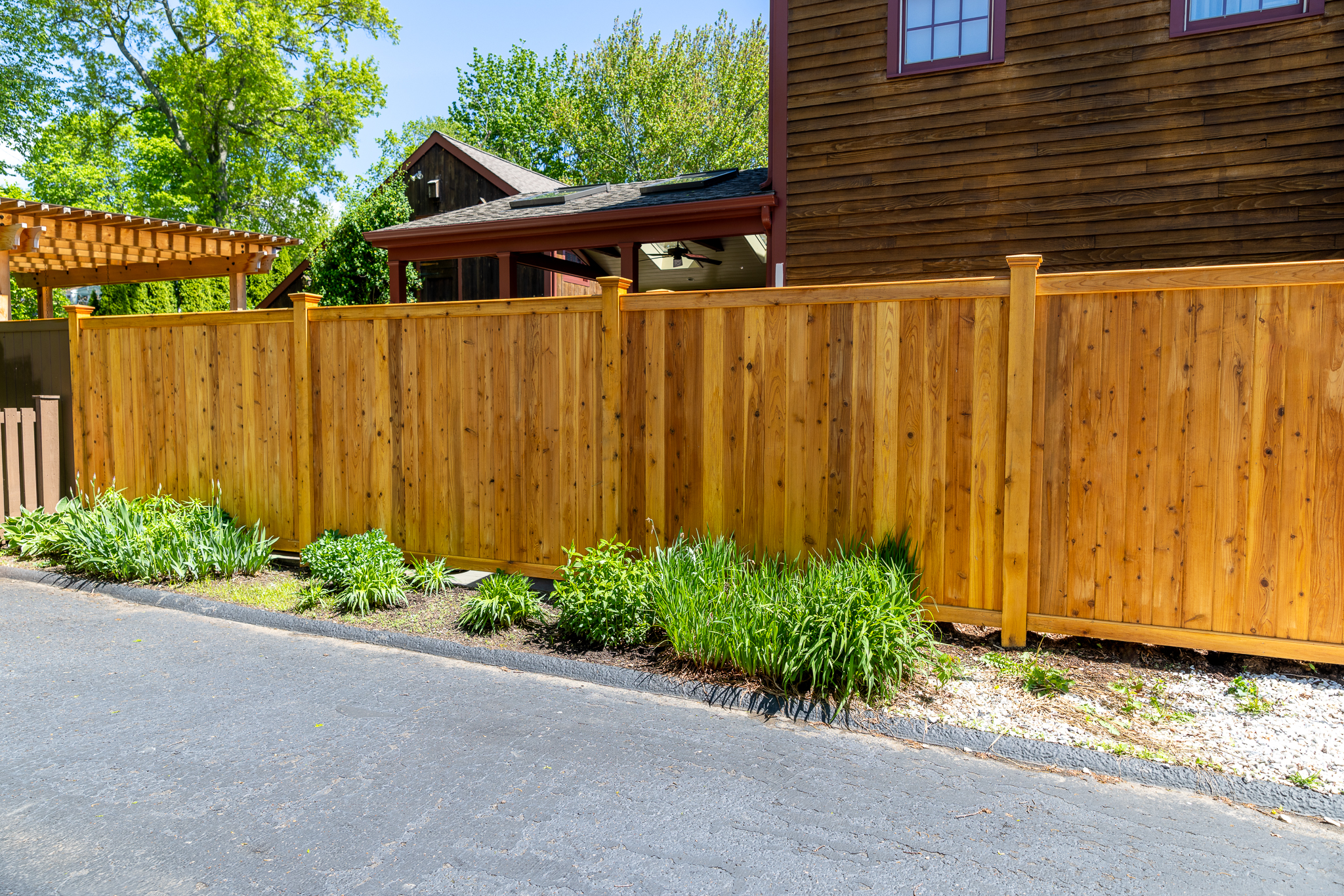 cedar privacy fence for a home's backyard
